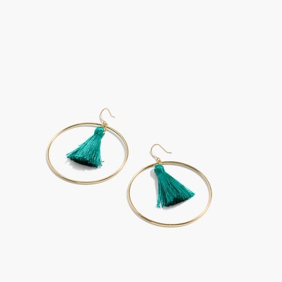 Fringy Hoop Earrings - Jade