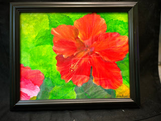 Local Original Painting by Clara Gutierrez - Red Hibiscus