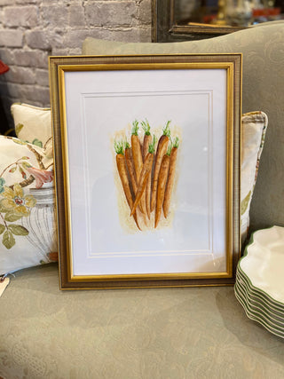 Framed Original Local Watercolor by Terri H. Hall - "Carrots"