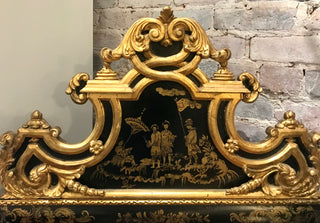 Black and Gold Lacquer Chinoiserie Mirror