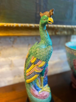 Pair of Porcelain Chinese Phoenix Statues