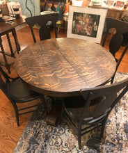 Load image into Gallery viewer, Round Tiger Oak Dining Table and Chairs
