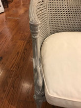 Load image into Gallery viewer, Painted Barrel-Back Cane Chair with Cushion
