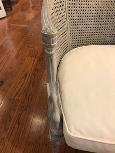 Painted Barrel-Back Cane Chair with Cushion