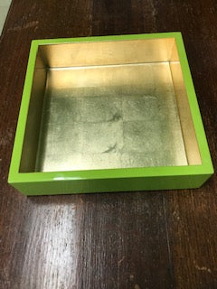Caspari Lacquer Luncheon Napkin Holder - Sage & Gold.