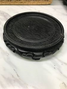 Vintage Black Wood Carved Chinoiserie Stand