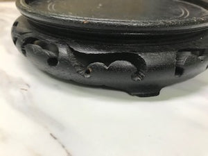 Vintage Black Wood Carved Chinoiserie Stand