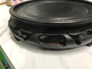 Vintage Black Wood Carved Chinoiserie Stand
