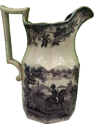 Staffordshire England Mulberry Purple Transferware Pitcher