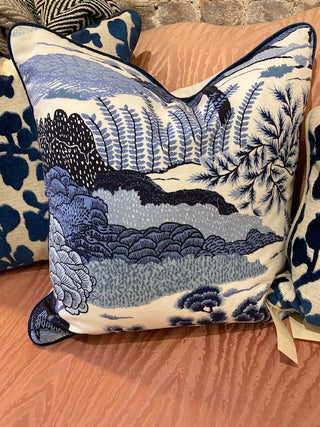 Custom Made Thibaut Blue and White Chinoiserie Pillow