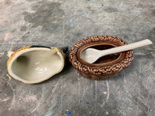 Load image into Gallery viewer, Majolica Hen Rooster Sugar Dish with Spoon
