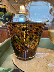 Vintage Hand Blown Tortoise Wine/Ice Bucket