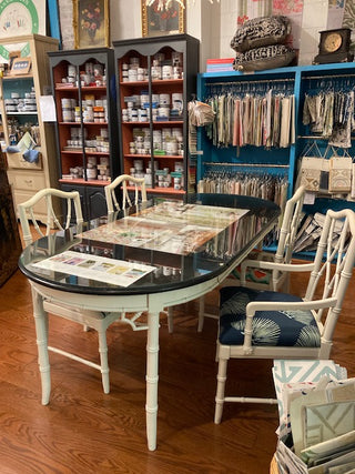 Vintage Oval Faux Bamboo Table and Chairs Set