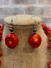 Load image into Gallery viewer, Red Bamboo Coral Necklace and Earring Set
