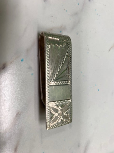 Sterling Silver Engraved  Money Clip