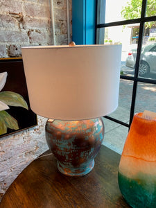 Copper & Turquoise Hammered Lamp