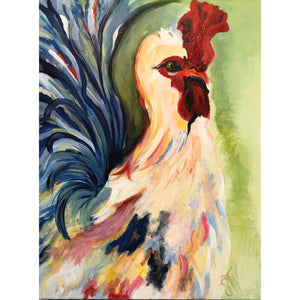 Original Acrylic on Canvas by Local Artist Staci Wall - "Colorful Rooster"