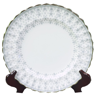 Spode Fleur De Lys Gray Bone China Dinner Plate.