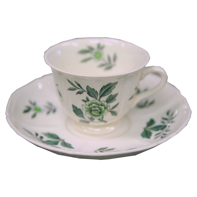 Wedgwood Green Leaf Cup and Saucer - Chestnut Lane Antiques & Interiors - 1