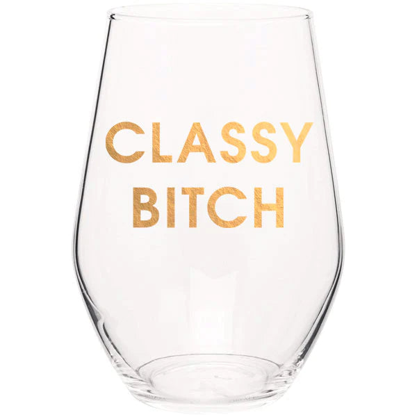 Gold Foil Stemless Wine Glass