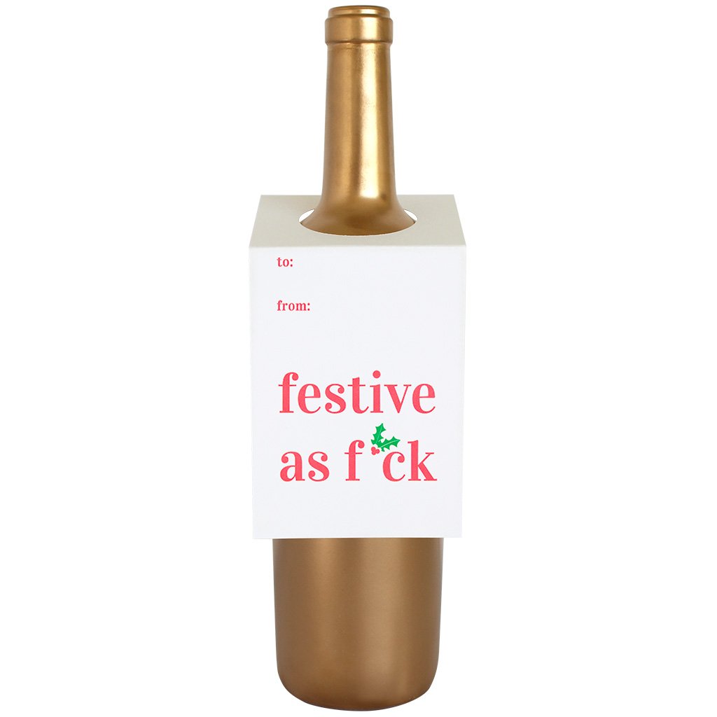 Festive as F*ck Holly Wine & Spirit Tag