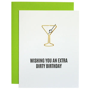 Extra Dirty Martini Birthday Paper Clip Letterpress Card