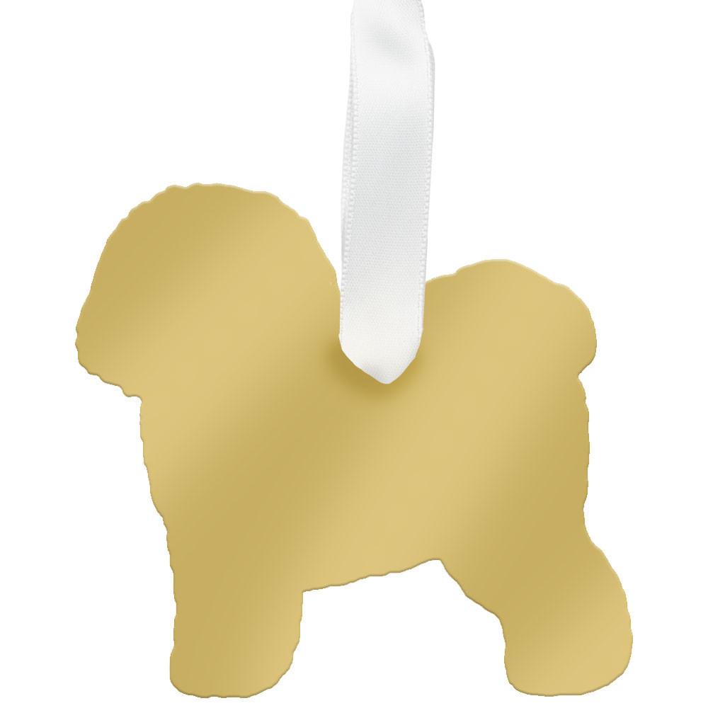 Moon & Lola Mirrored Gold Ornament - Bichon Frise