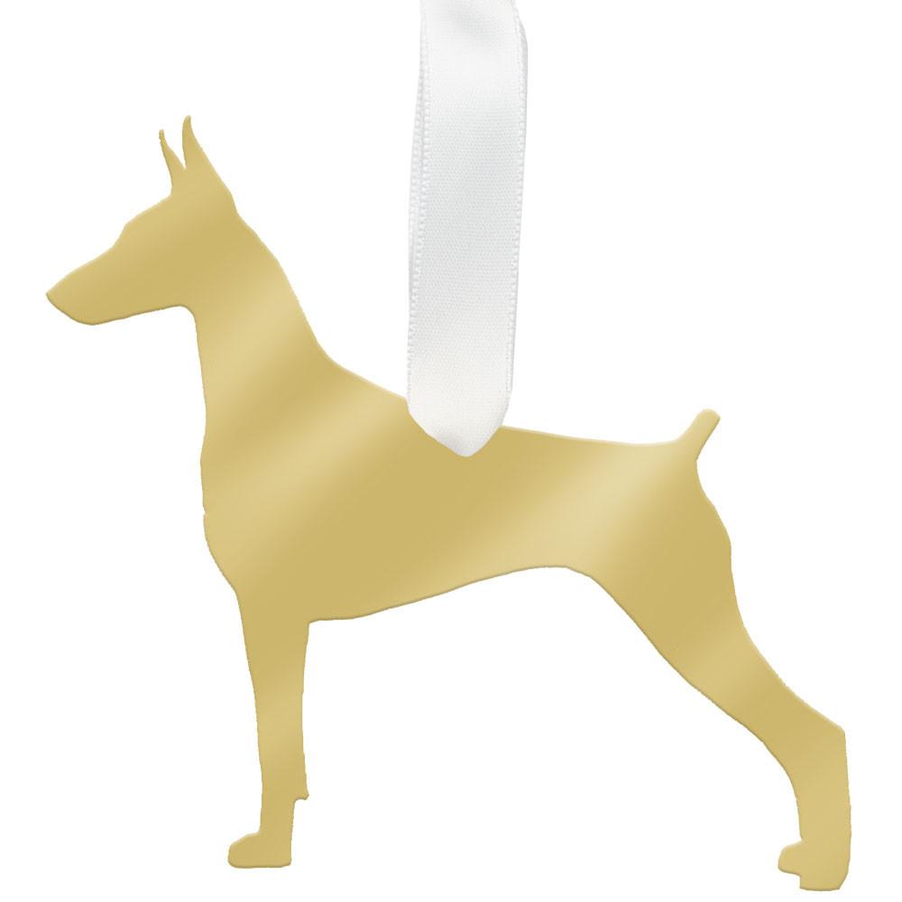 Moon & Lola Mirrored Gold Ornament - Doberman Pinscher