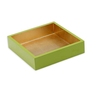 Caspari Lacquer Luncheon Napkin Holder - Sage & Gold.