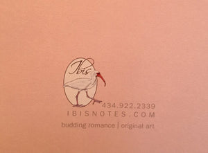 Ibis Hand Drawn Blank Notecard - Budding Romance