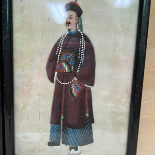 Pair of Royalty Pith Paintings - Black Frames
