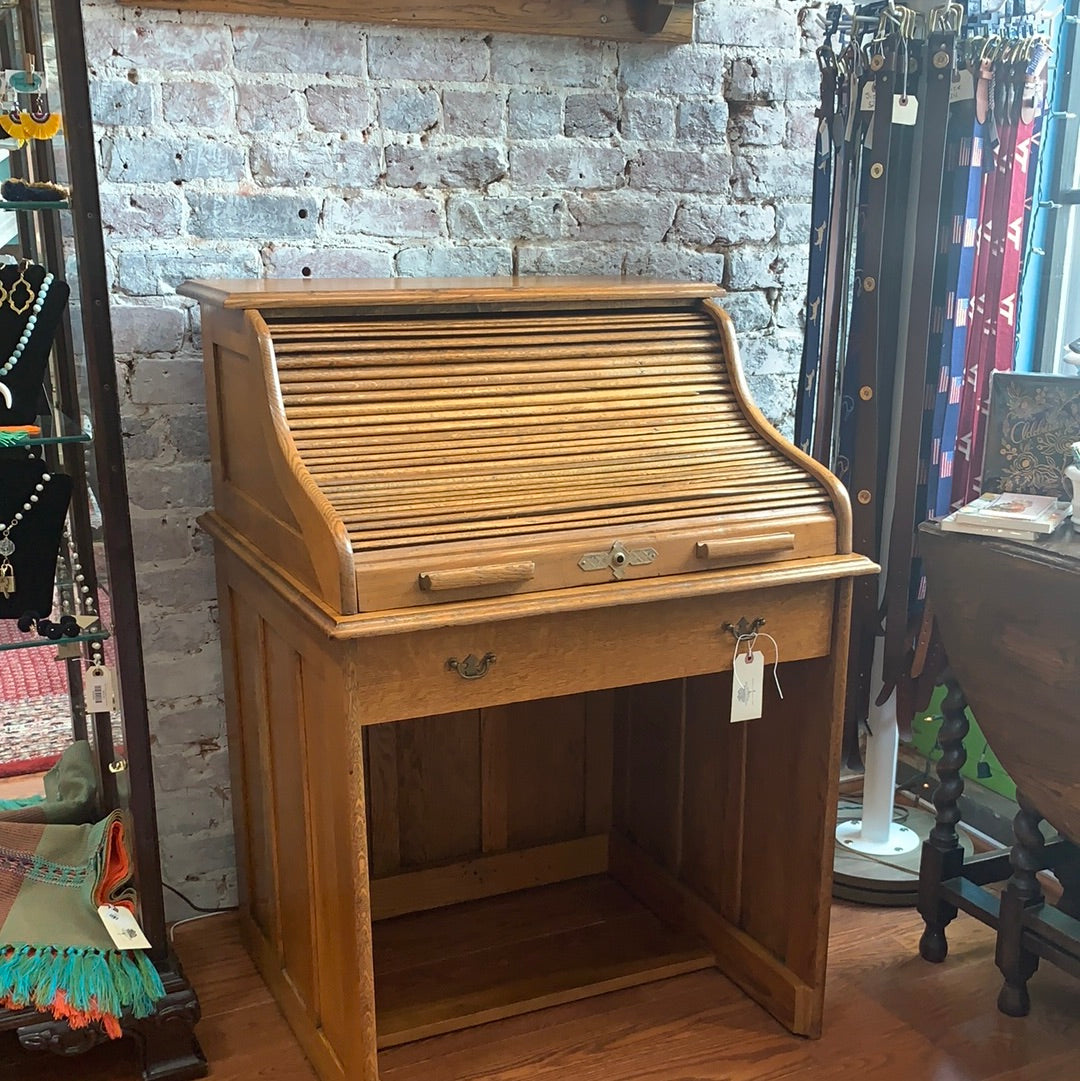 antique American Oak Diminutive Roll Top Desk