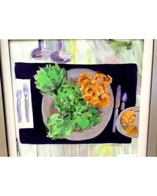 Framed Art by Jane Carter - "Artichokes and Shrimp"
