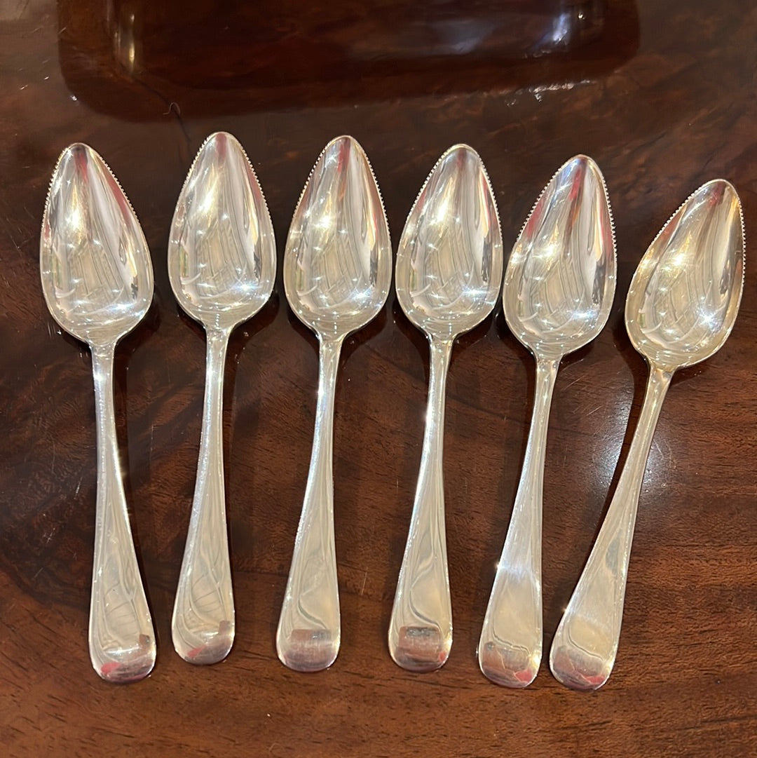 Set of Six English Sliver Plate Grapefruit Spoons
