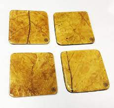 Artisan Leaf Tobacco Coasters Set Of Four.