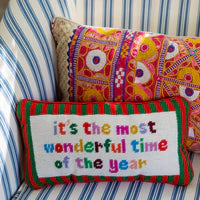 Load image into Gallery viewer, Most Wonderful Time of the Year Needlepoint Pillow
