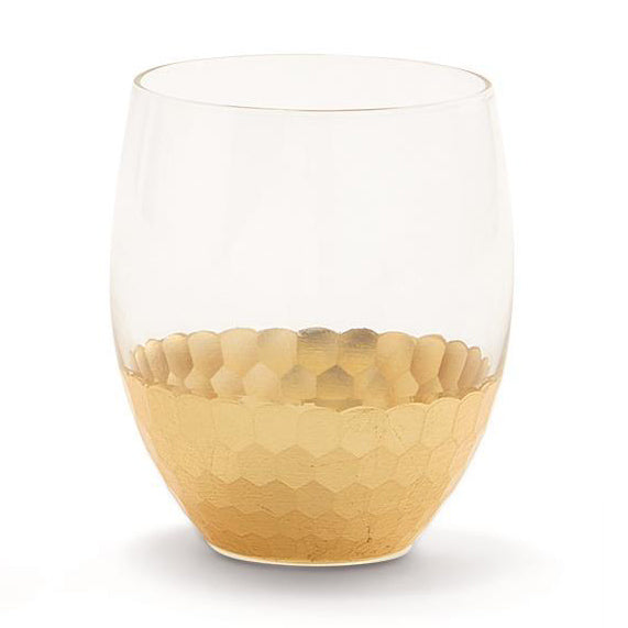 Gold Faceted Stemless Glass