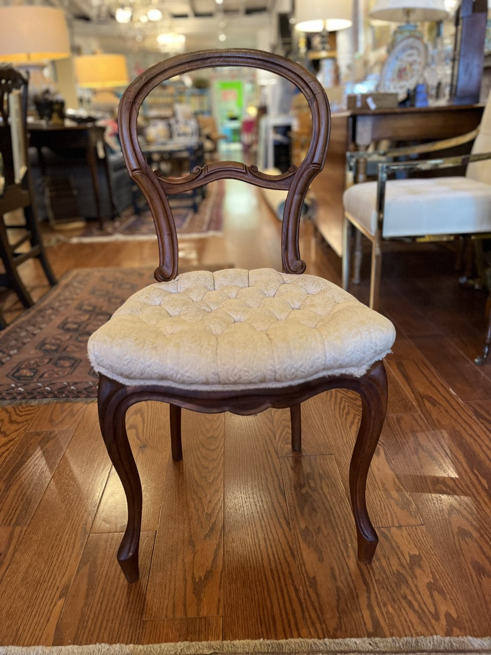 Small Victorian side chair with upholstered seat