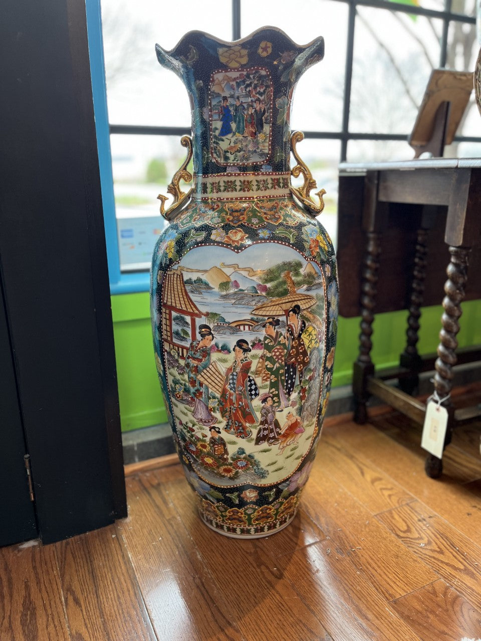 20th Century Vase  Hand Painted Panels