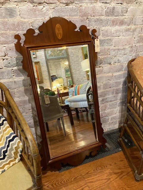 HEKMAN Crotch Mahogany Chippendale Beveled Wall Mirror -  Portugal