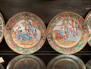 Antique Pair of Mandarin Rose Medallion Plates