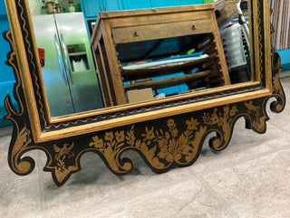 Vintage LaBarg Chinoiserie Black & Gold Mirror