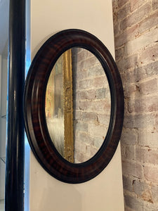 Vintage Faux Wood Oval Mirror