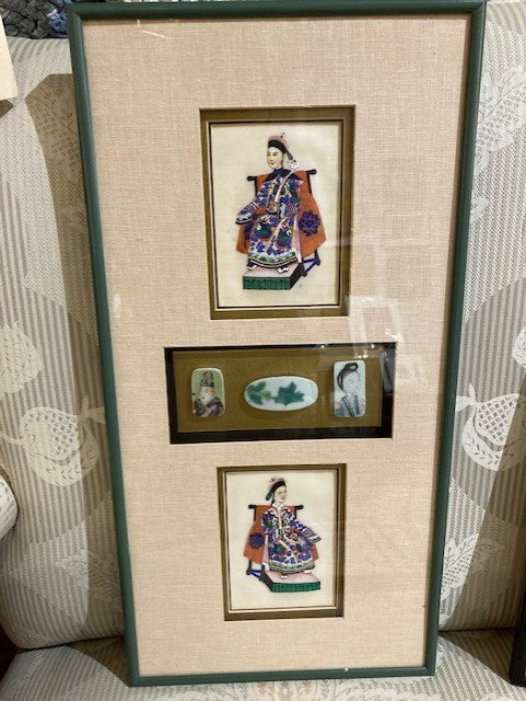 Antique Pith Paintings Emperor & Empress with Tiles