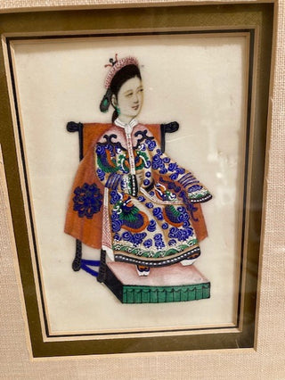 Antique Pith Paintings Emperor & Empress with Tiles