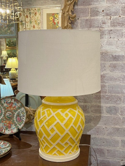 Vintage Faux Bamboo Yellow Lamp