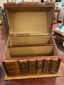 Antique Leather Faux Book Box and Pen Holder Desk Set