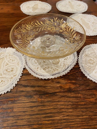 Vintage Belgian Kanten Real Lace Wine Glass Coaster Set