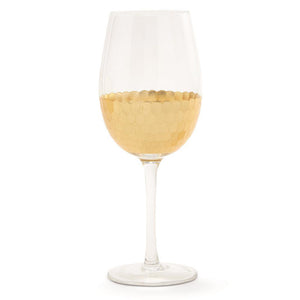 Gold Faceted Wine Glass